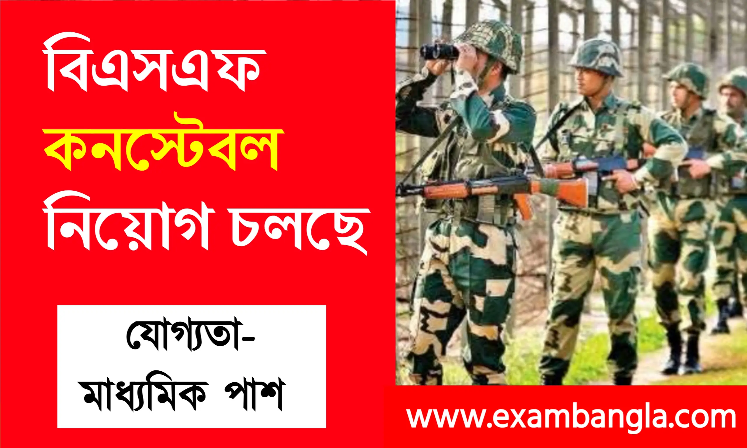 মাধ্যমিক পাশে বিএসএফ কনস্টেবল নিয়োগ