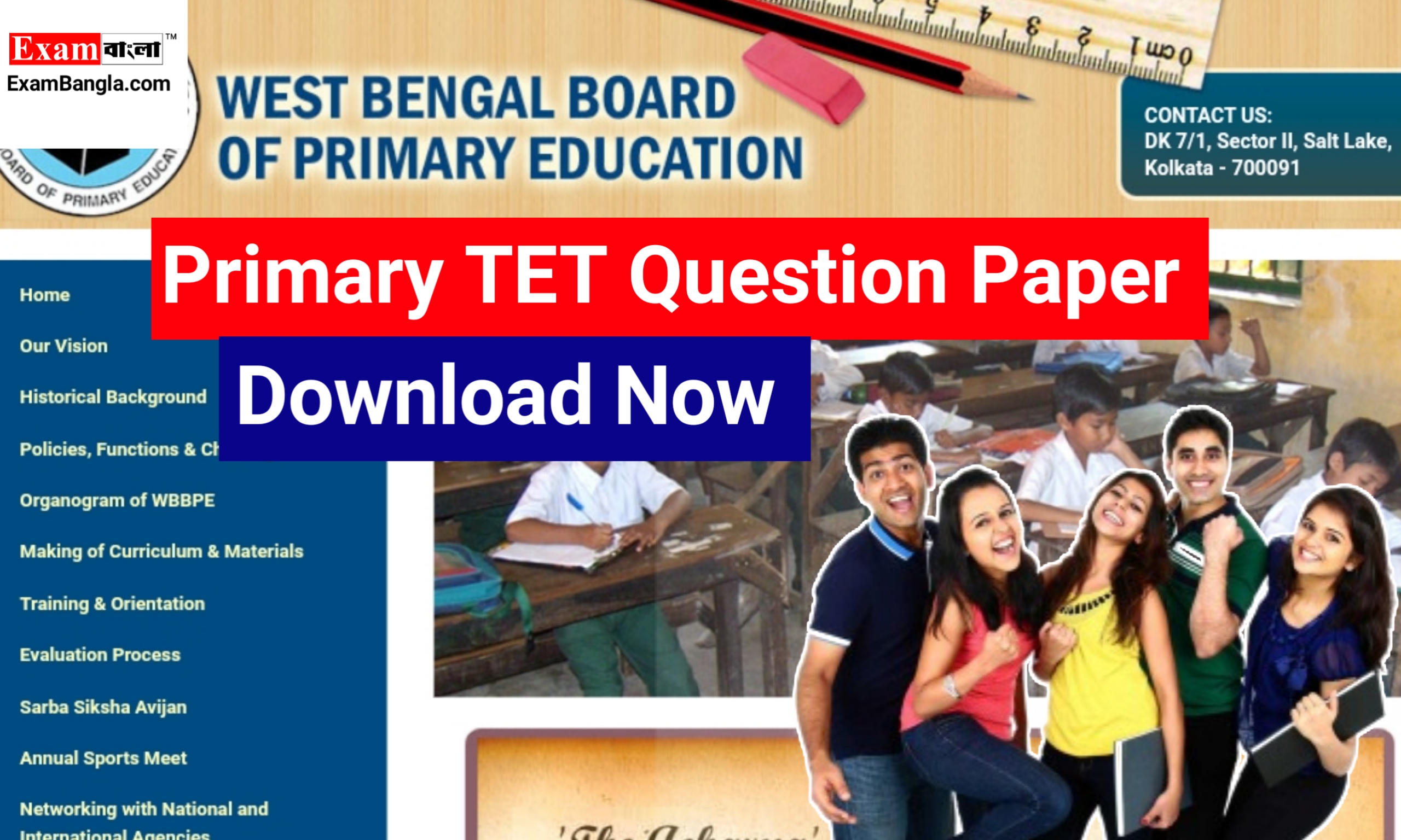 WB Primary TET Question Paper 2022 PDF