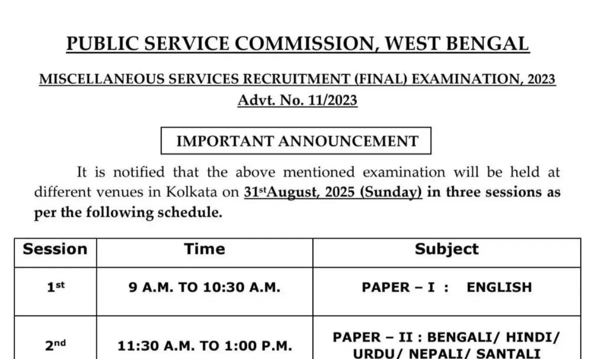 Miscellaneous Mains Exam Date