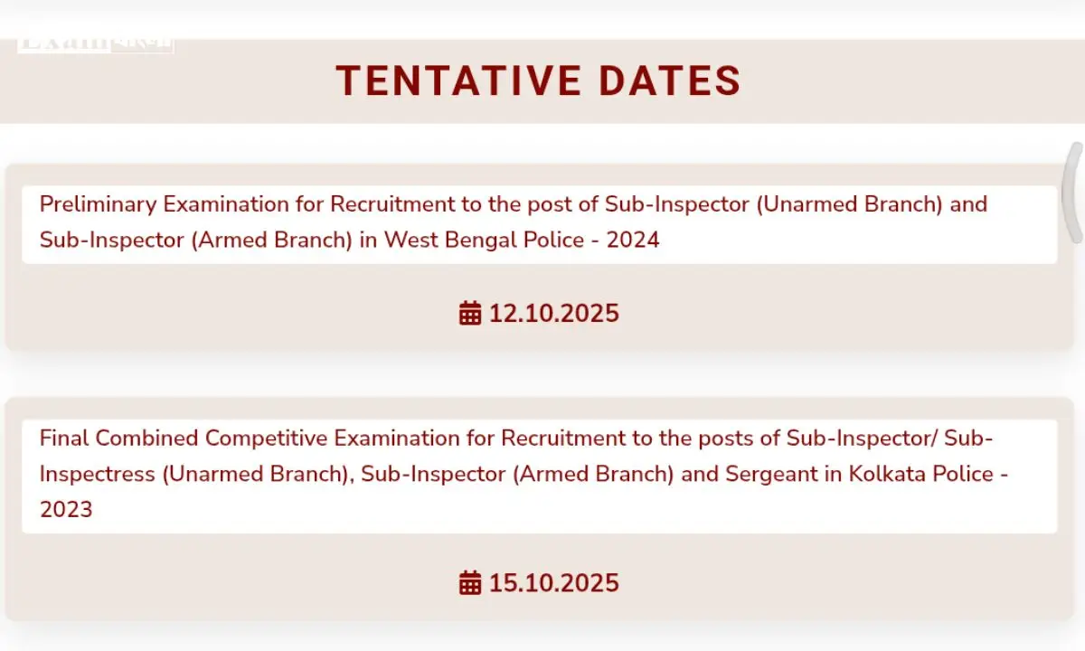 WBP SI & Constable Exam