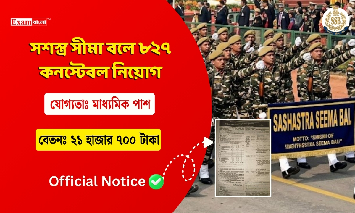 সশস্ত্র সীমা বলে ৮২৭ কনস্টেবল নিয়োগ