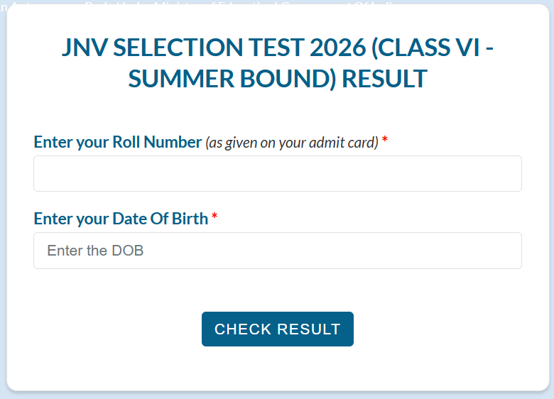 navodaya result 2026